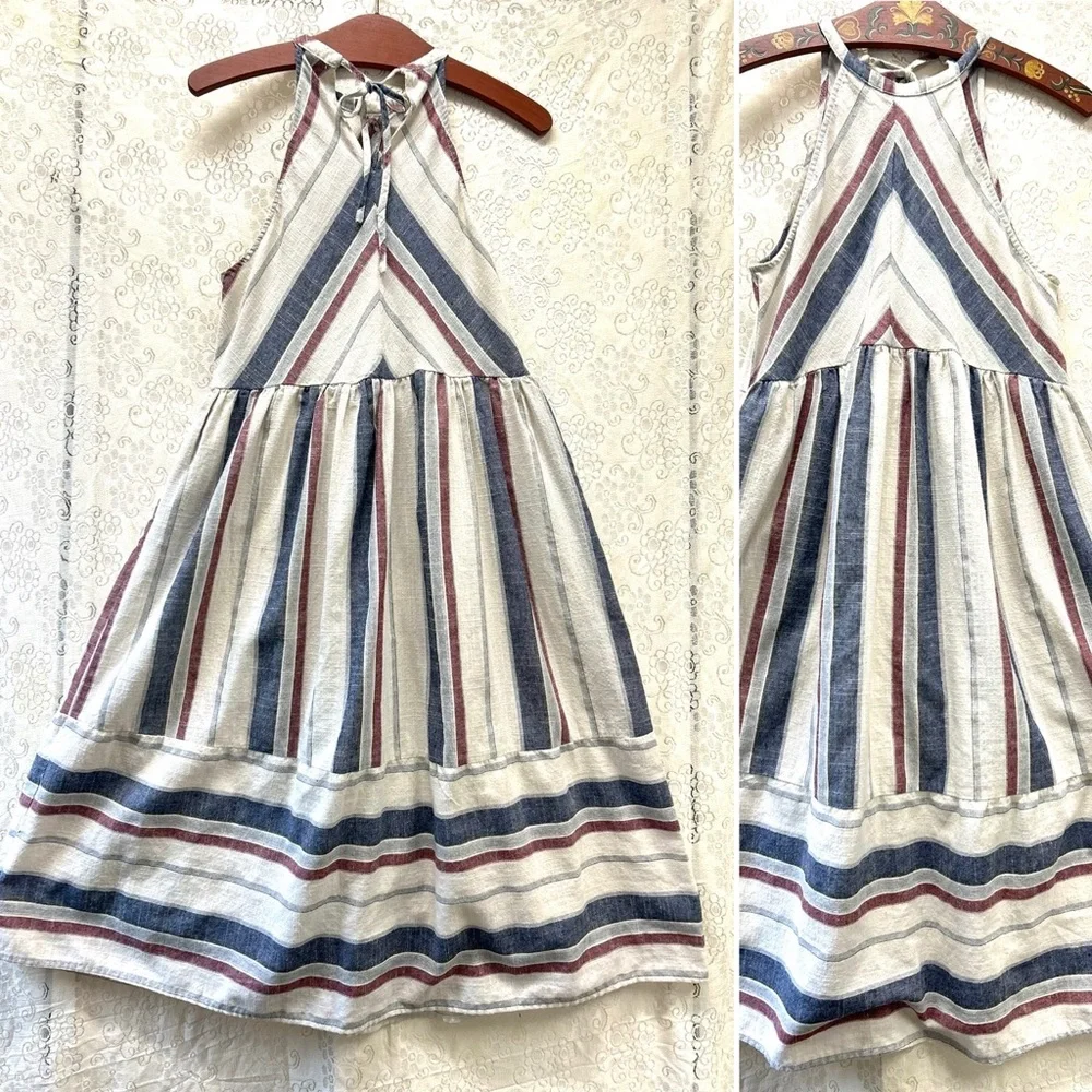 PinkBlush Cotton Striped Halter Neck Maternity Dress size large - Picture 2 of 15